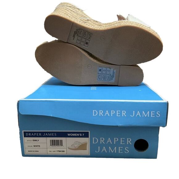 Draper James Ladies Wedge Eyelet White Sandal Size 7 NEW in Box - Picture 6 of 10
